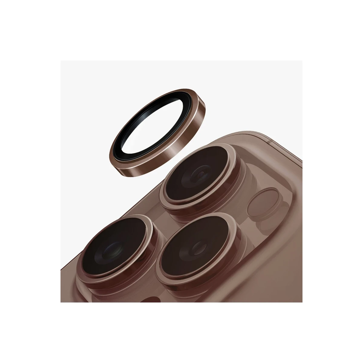 Uniq Apple iPhone 16 Pro Max Optix Çelik Çerçeveli Sapphire Kamera Lens Koruyucu - Gold